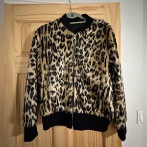 Love Token Cheetah Faux Fur Bomber Jacket